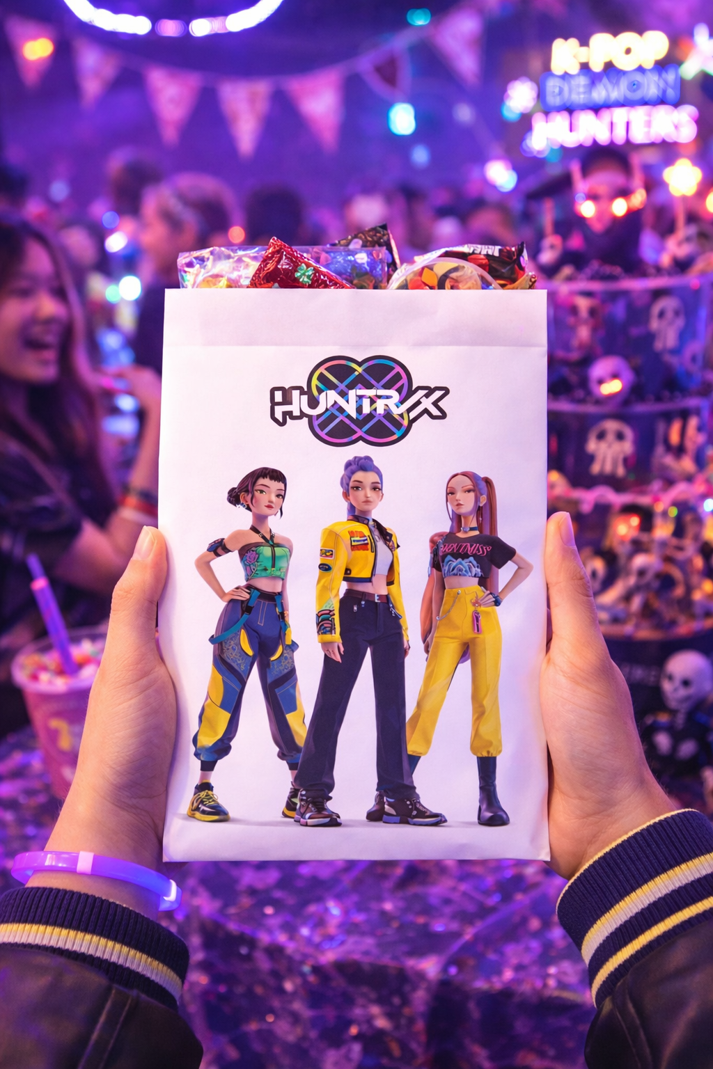 Huntrix KPop Demon Hunters Theme Party Treat Bags Party bags Gift packs Gift Bags k pop Paper Bags A5 Size | Birthday Goody Bags for Kids | Candy & Chocolate Gift Pouches Goodies bags envalope Party Accessories