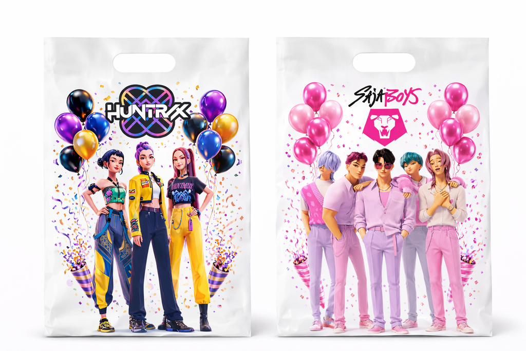 Huntrix / Saja Boys KPop Demon Hunters Theme Party Treat Bags Party bags Gift packs Gift Bags k pop Paper Bags | Birthday Goody Bags for Kids | Candy & Chocolate Gift Pouches Goodies bags Party Accessories size 7.5 x 11